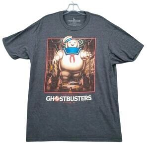 GHOSTBUSTERS Short Sleeve Stay-Puft Marshmallow Man Tee in Gray, Size Large